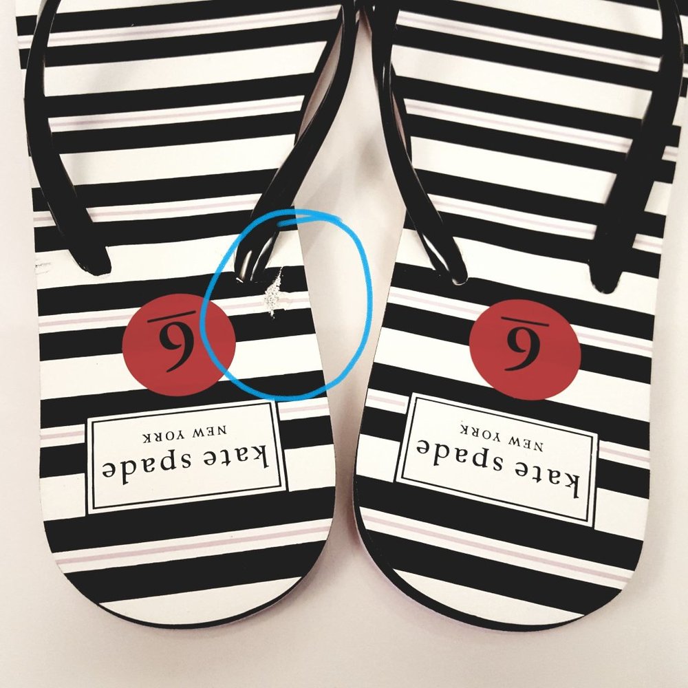 Kate Spade Nassau Striped Flip Flops Size 6 - Picture 8 of 10